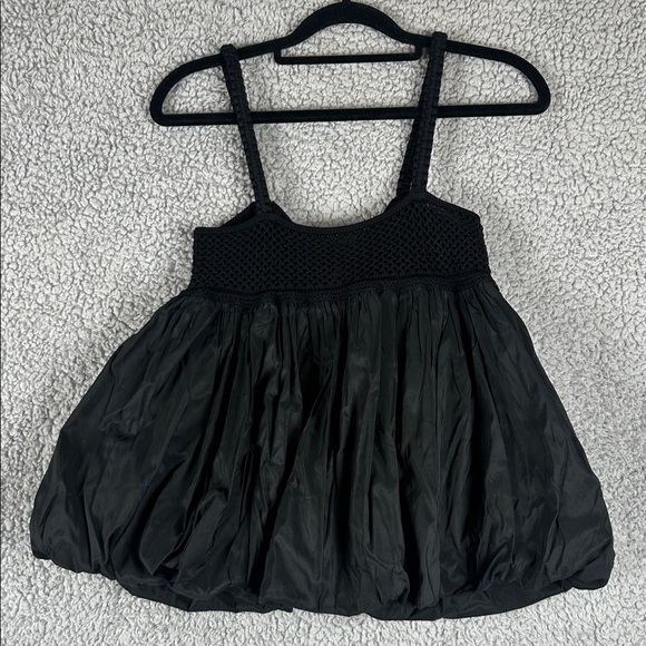 Anthropologie Bubble Crochet Crop Relaxed Black Tank Top Women’s Size XSP - Picture 16 of 16